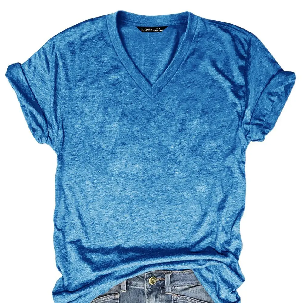 2025 V-Neck Grey T-Shirt for Women Summer Casual Wear