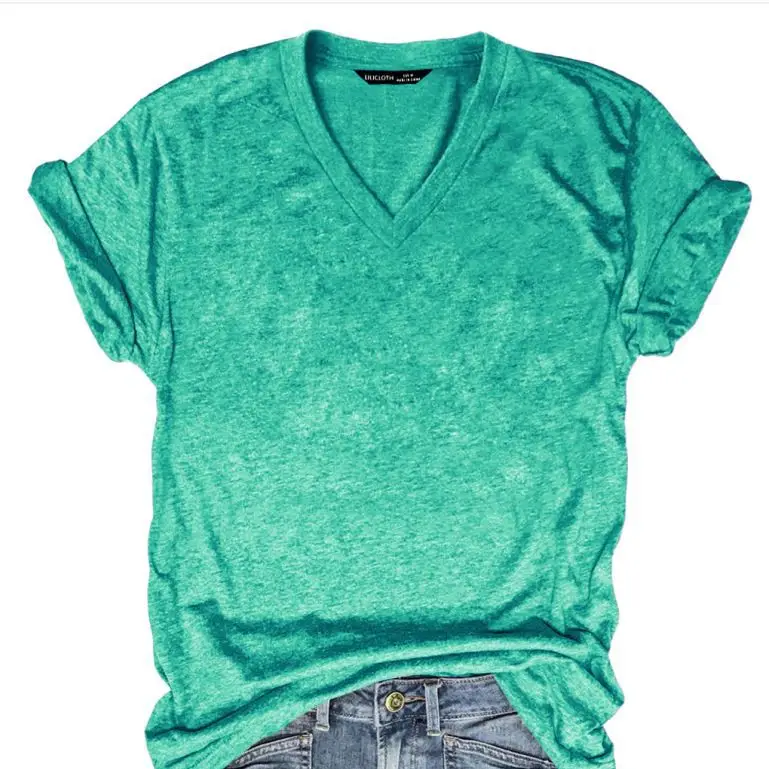 2025 V-Neck Grey T-Shirt for Women Summer Casual Wear