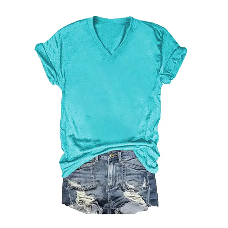 2025 V-Neck Grey T-Shirt for Women Summer Casual Wear