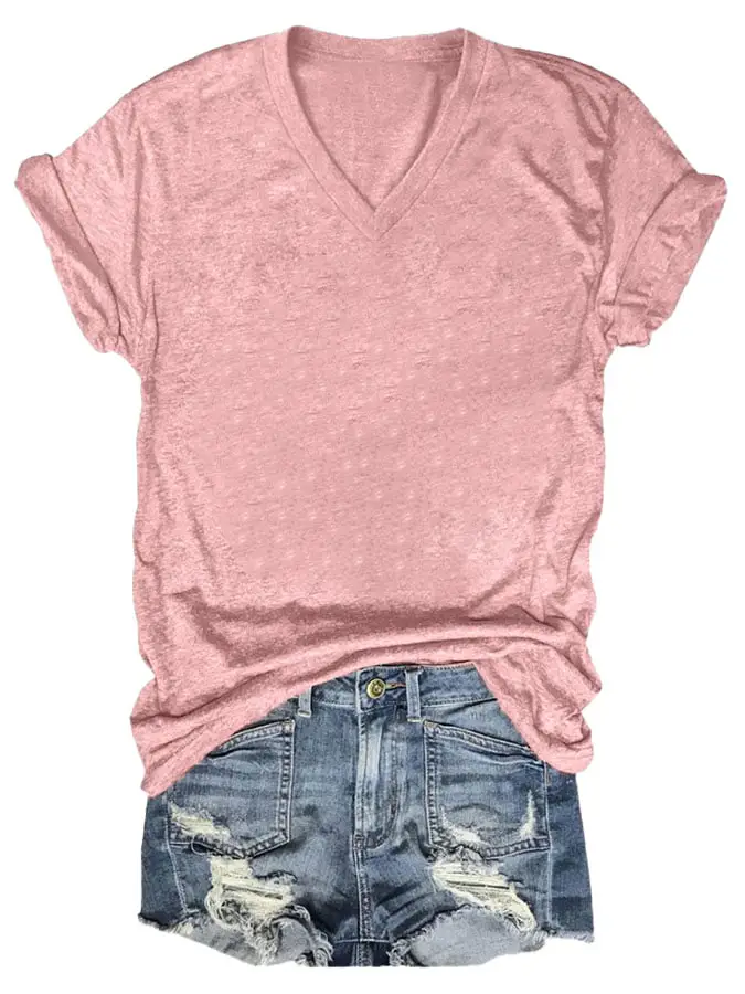 2025 V-Neck Grey T-Shirt for Women Summer Casual Wear