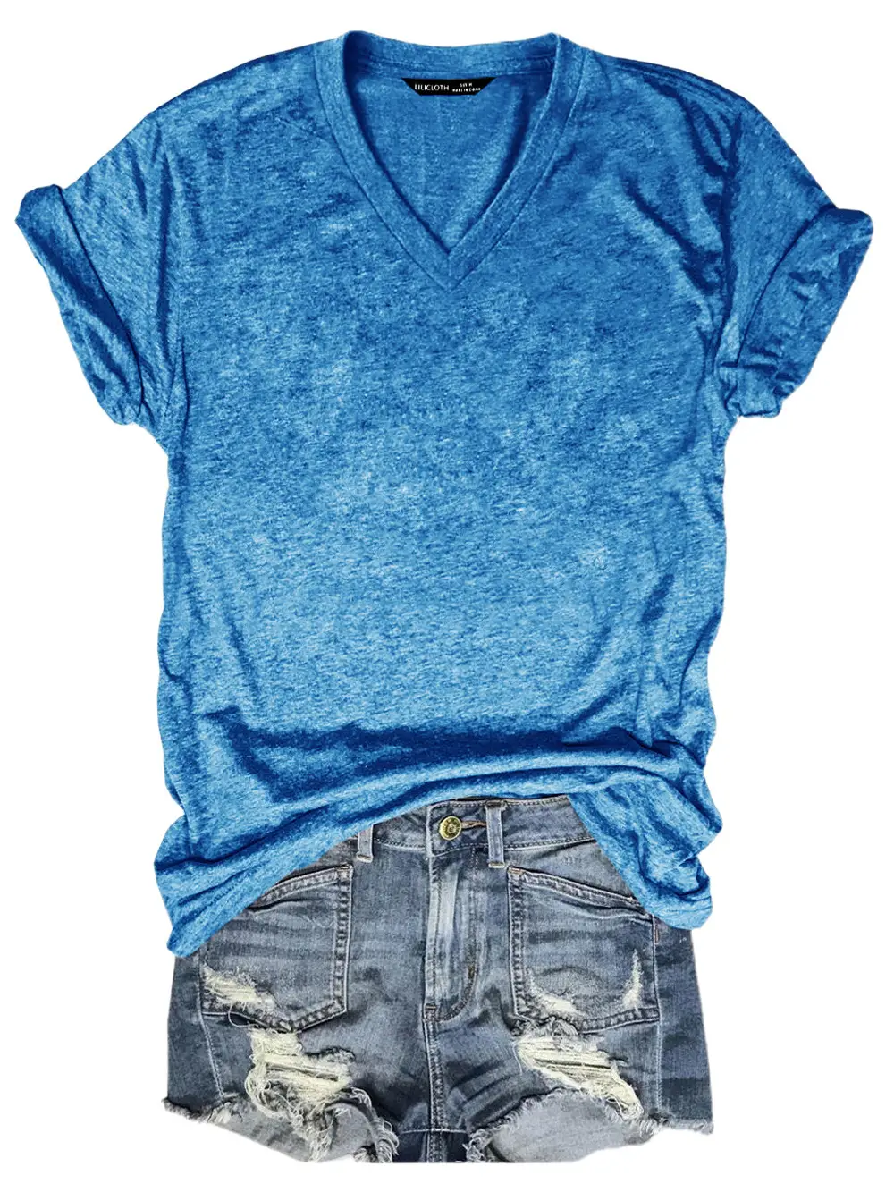 2025 V-Neck Grey T-Shirt for Women Summer Casual Wear