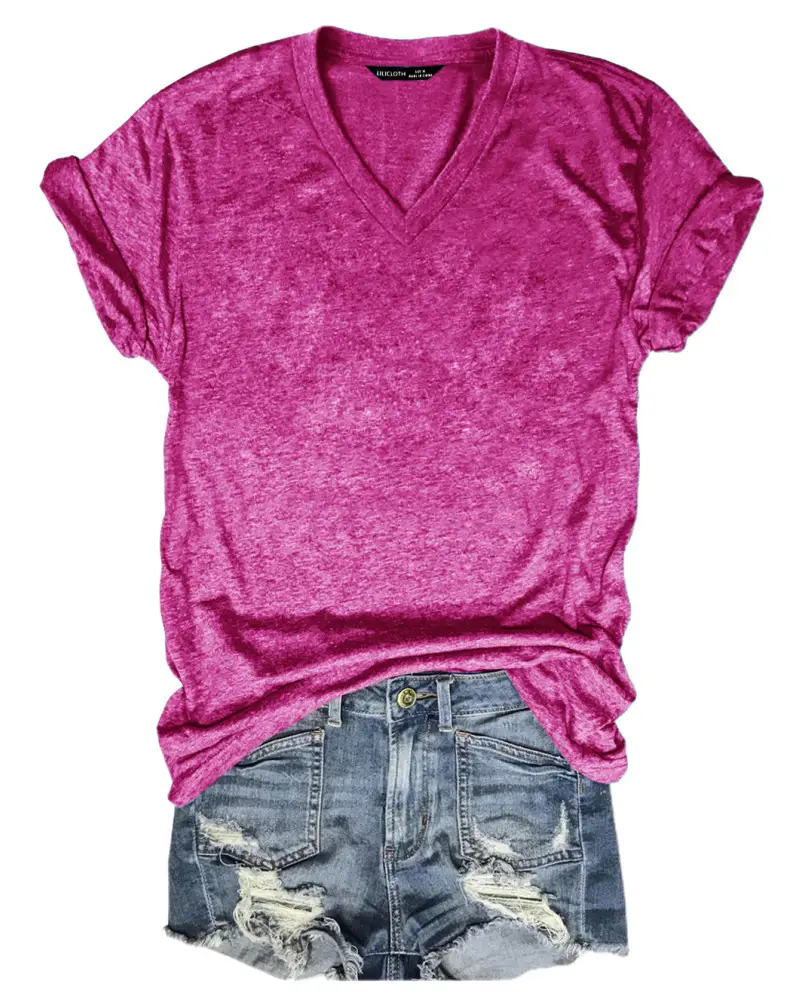 2025 V-Neck Grey T-Shirt for Women Summer Casual Wear