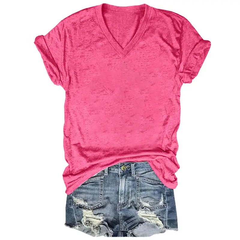 2025 V-Neck Grey T-Shirt for Women Summer Casual Wear