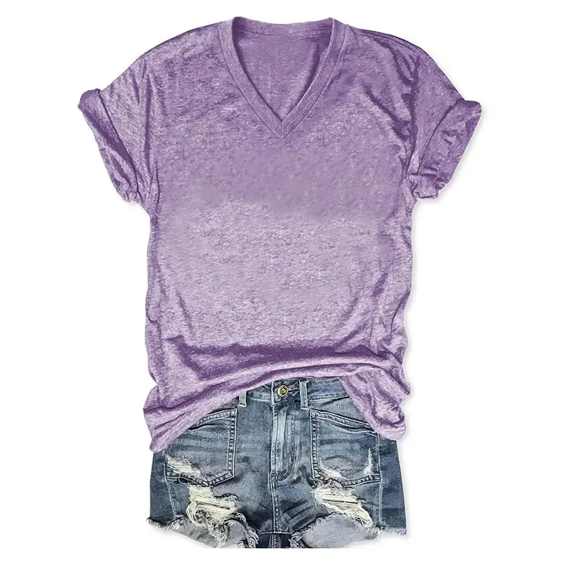 2025 V-Neck Grey T-Shirt for Women Summer Casual Wear