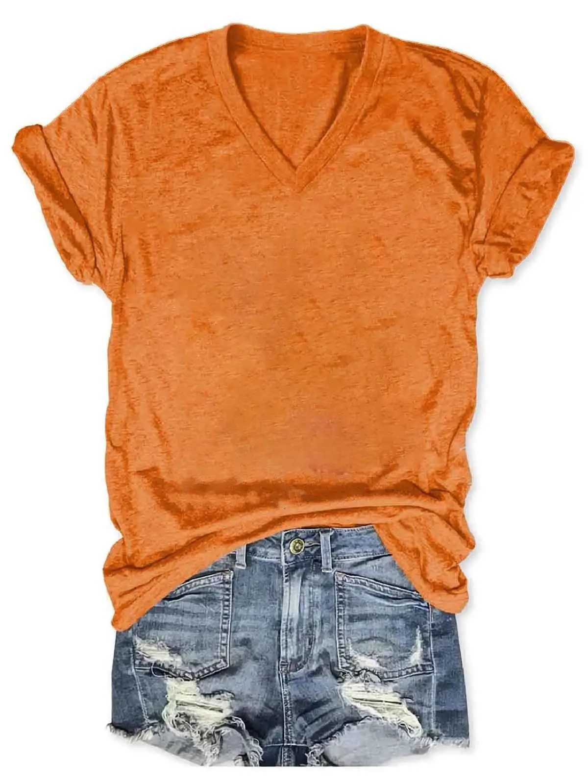 2025 V-Neck Grey T-Shirt for Women Summer Casual Wear