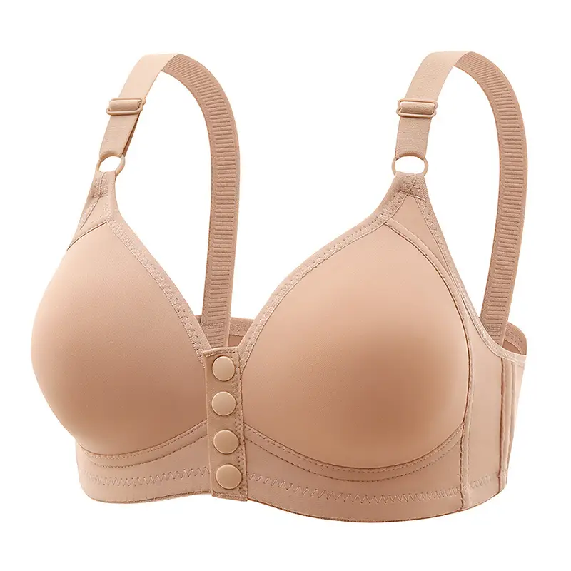 New plus size Front Buckle Breastfeeding Underwear Non-steel Rings Push-up Side-closed Thin Cup Button Vest Bra for Middle-aged Mothers