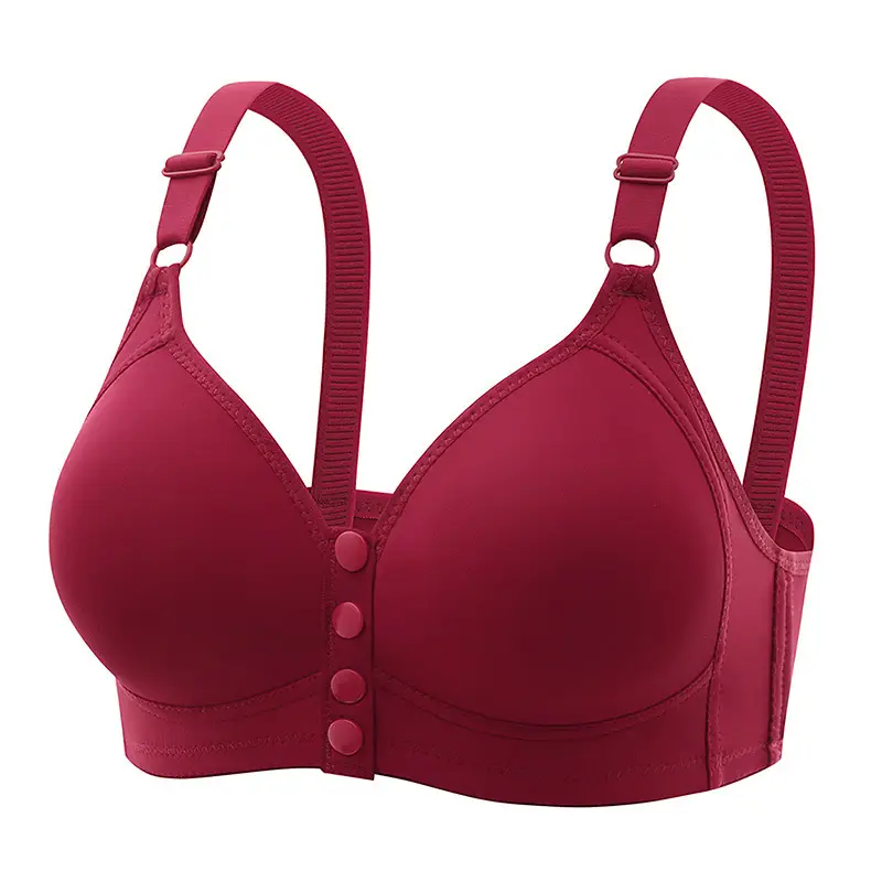 New plus size Front Buckle Breastfeeding Underwear Non-steel Rings Push-up Side-closed Thin Cup Button Vest Bra for Middle-aged Mothers