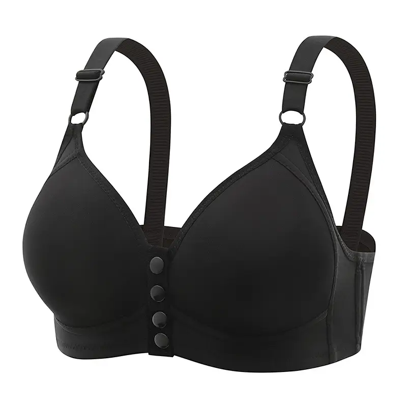New plus size Front Buckle Breastfeeding Underwear Non-steel Rings Push-up Side-closed Thin Cup Button Vest Bra for Middle-aged Mothers