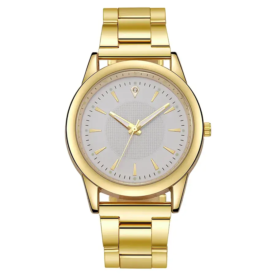 Gold Watch for Men with Black Dial & Alloy Belt - Image 2