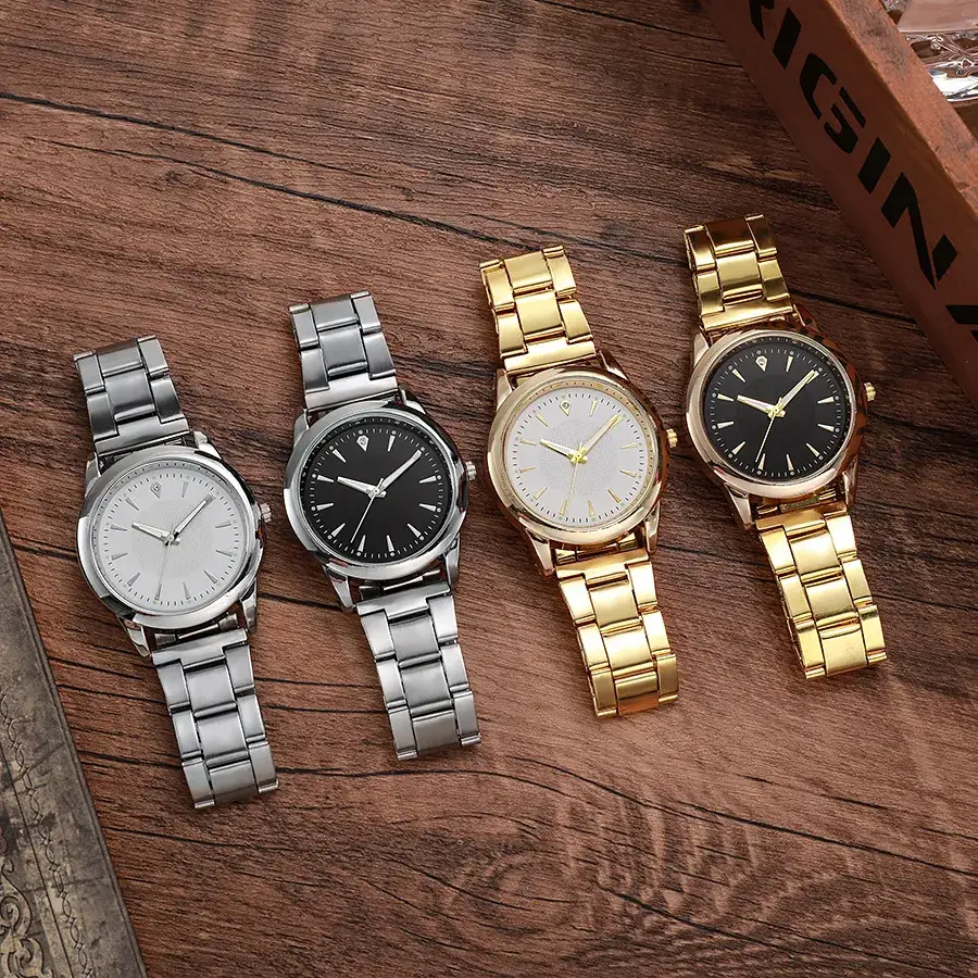 Gold Watch for Men with Black Dial & Alloy Belt - Image 7