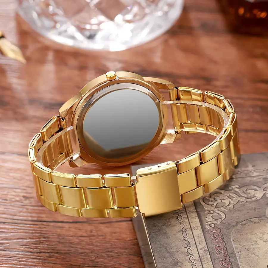 Gold Watch for Men with Black Dial & Alloy Belt — feature 4