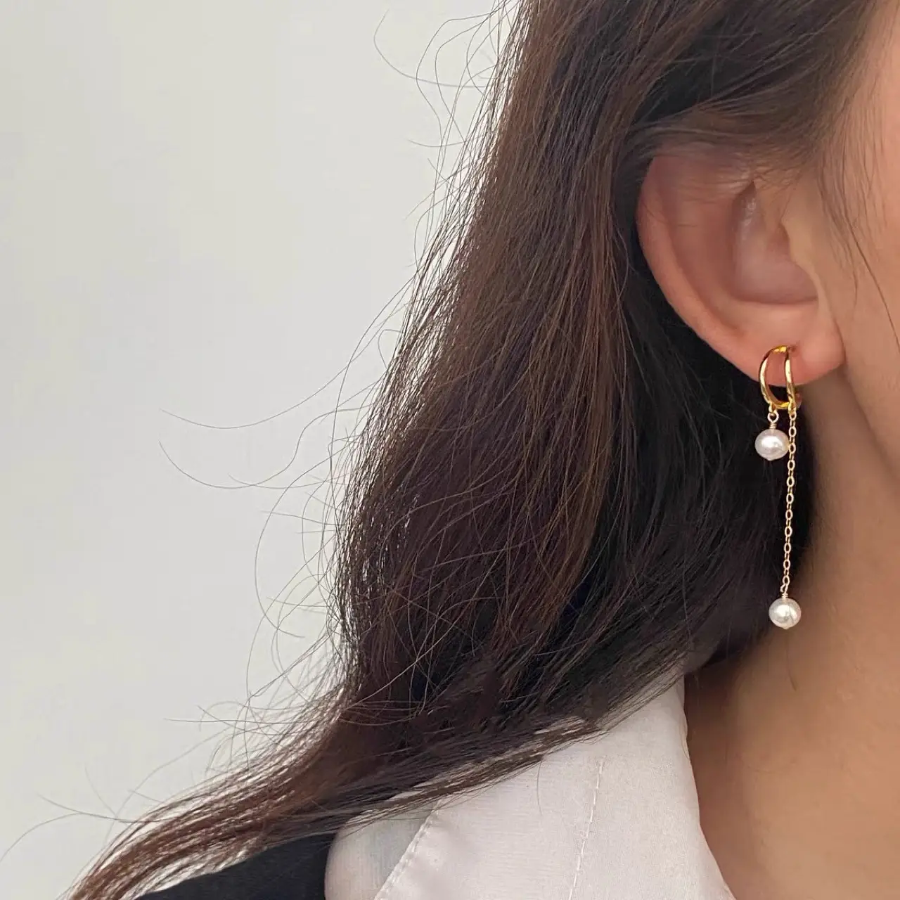 Natural Pearl Long Tassel Earrings 925 Silver - Image 2