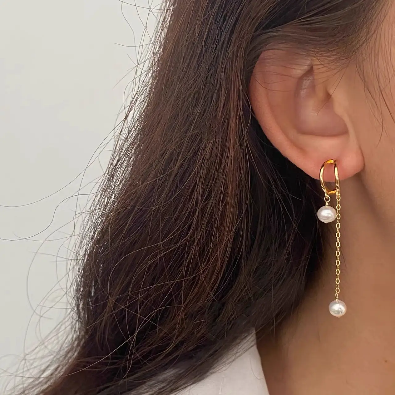 Natural Pearl Long Tassel Earrings 925 Silver - Image 3
