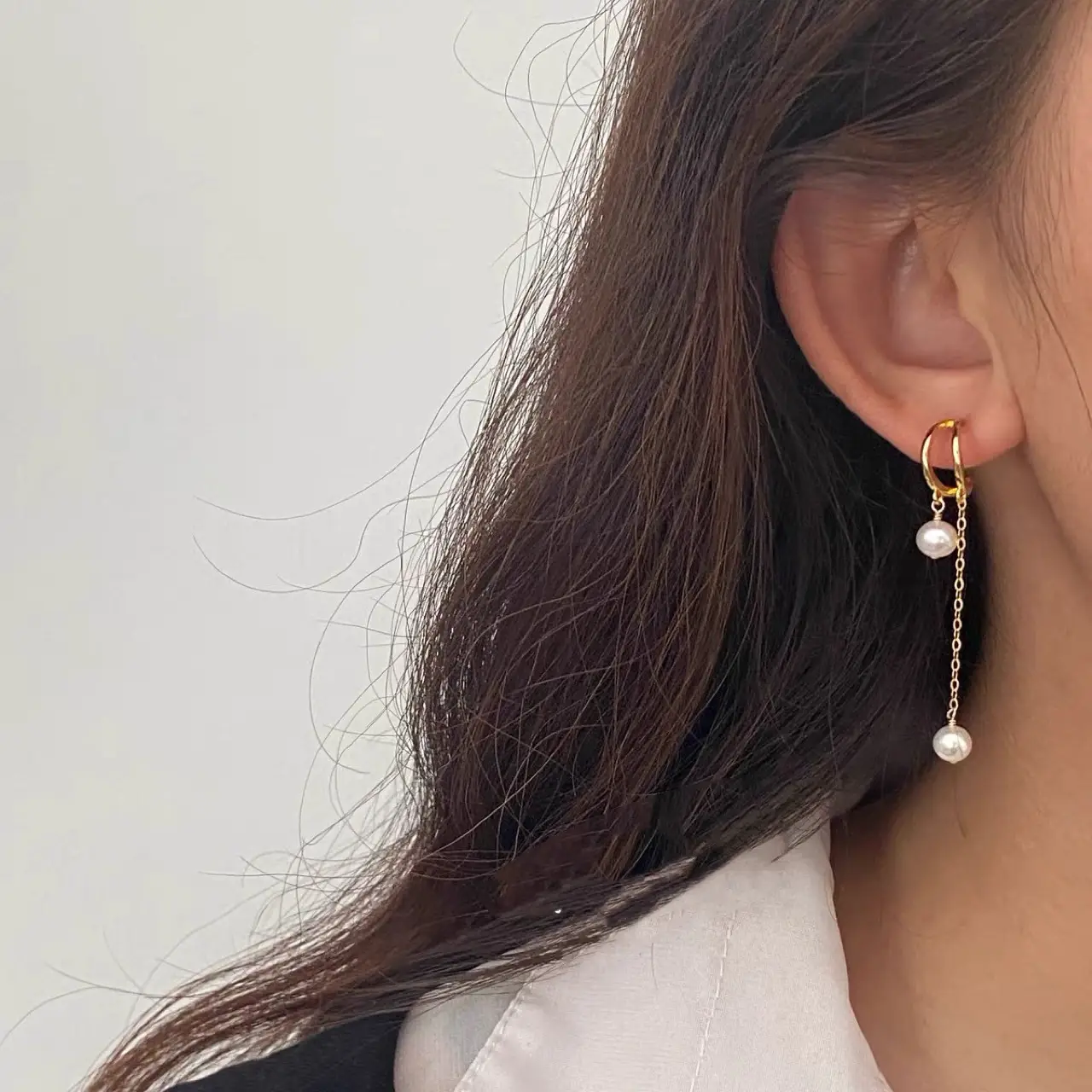 Natural Pearl Long Tassel Earrings 925 Silver - Image 5