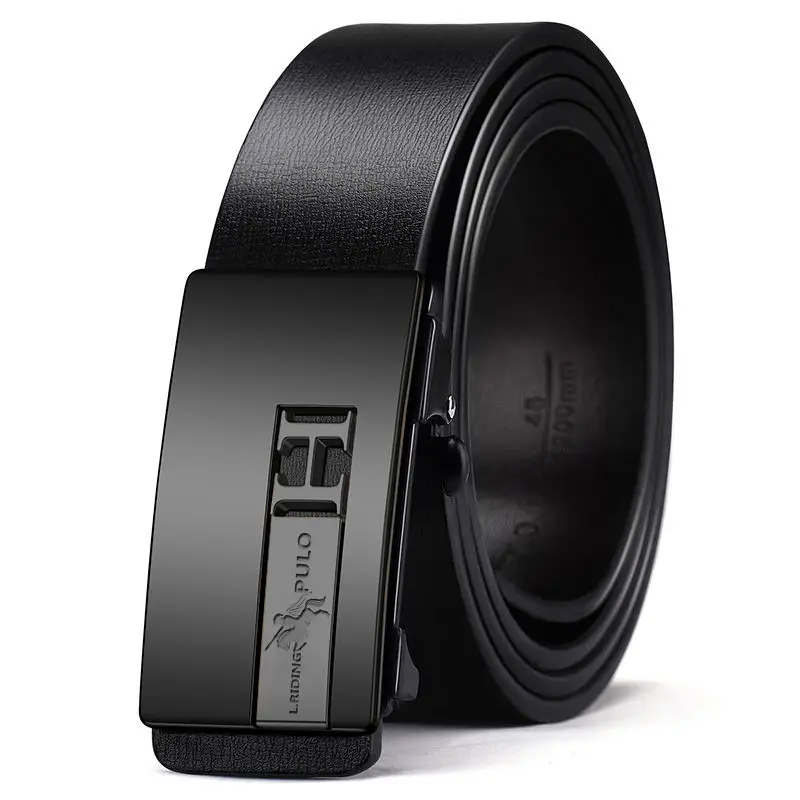 Men's Black Leather Belt with Automatic Buckle - Image 3