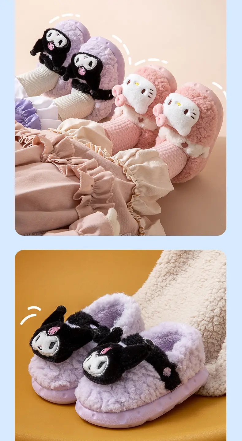 Nanbowan Hello Kitty children's cotton slippers winter Girls' Home warm parent-child bag heel slippers Sanrio wholesale — feature 12