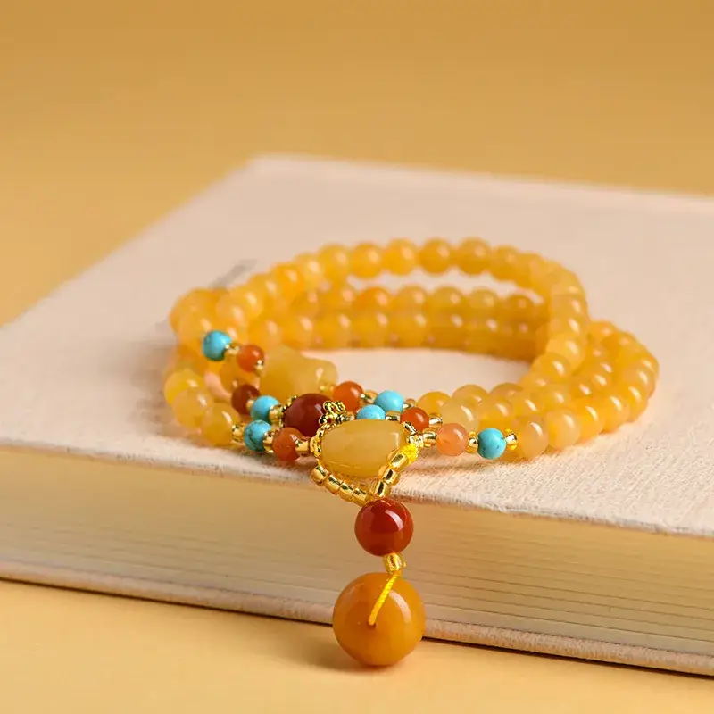 Golden Jade Multi-Circle Buddha Bead Bracelet - Image 48