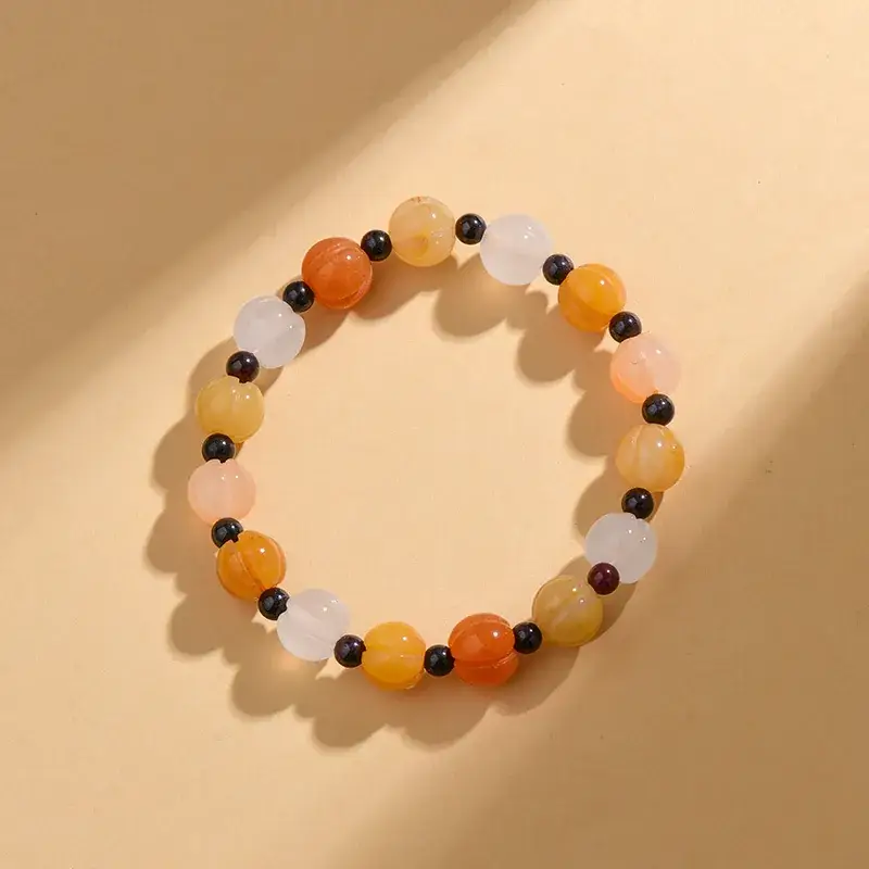 Z052 gold jade pumpkin beads bracelet