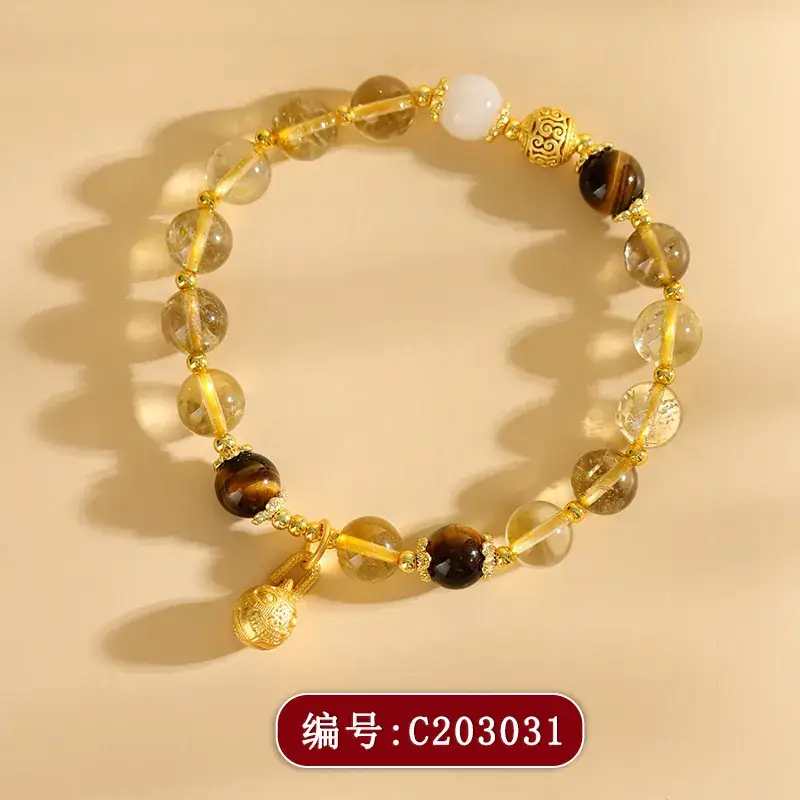 C203 yellow crystal tiger eye bracelet