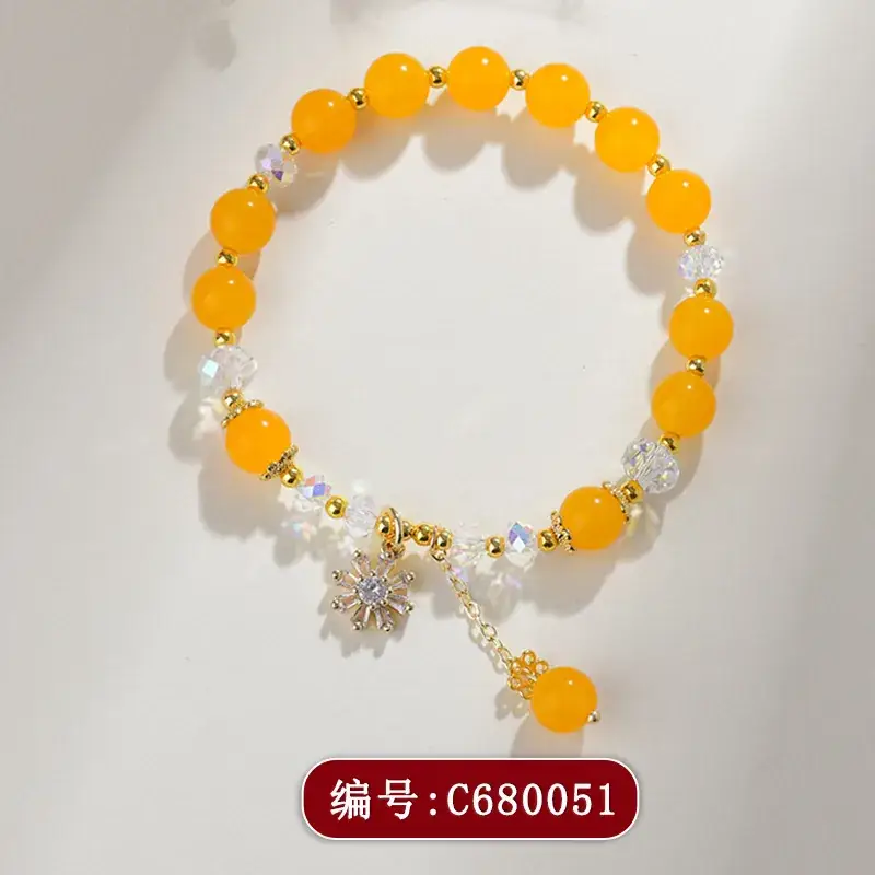 C680 yellow agate flash diamond glaze bracelet