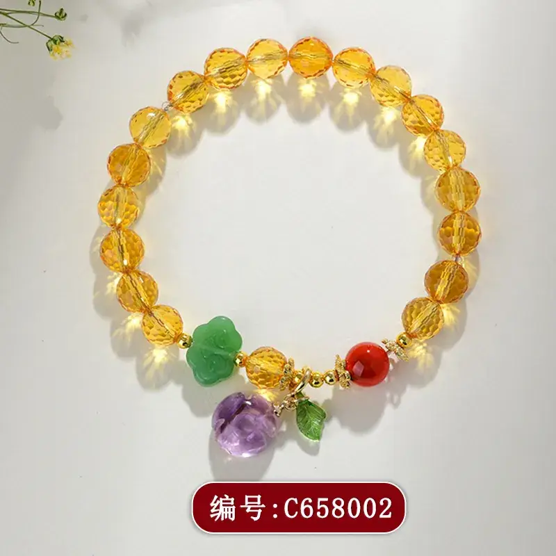 C658 Tanged Citrine Peony Flower Bracelet