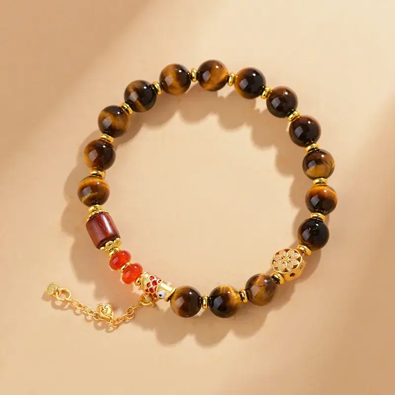 Z508 Tiger Eye Stone Bracelet Koi