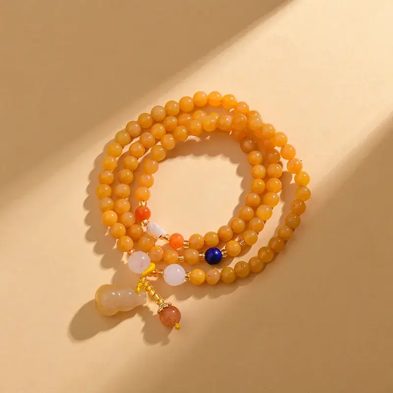 Golden Jade Multi-Circle Buddha Bead Bracelet - Image 7