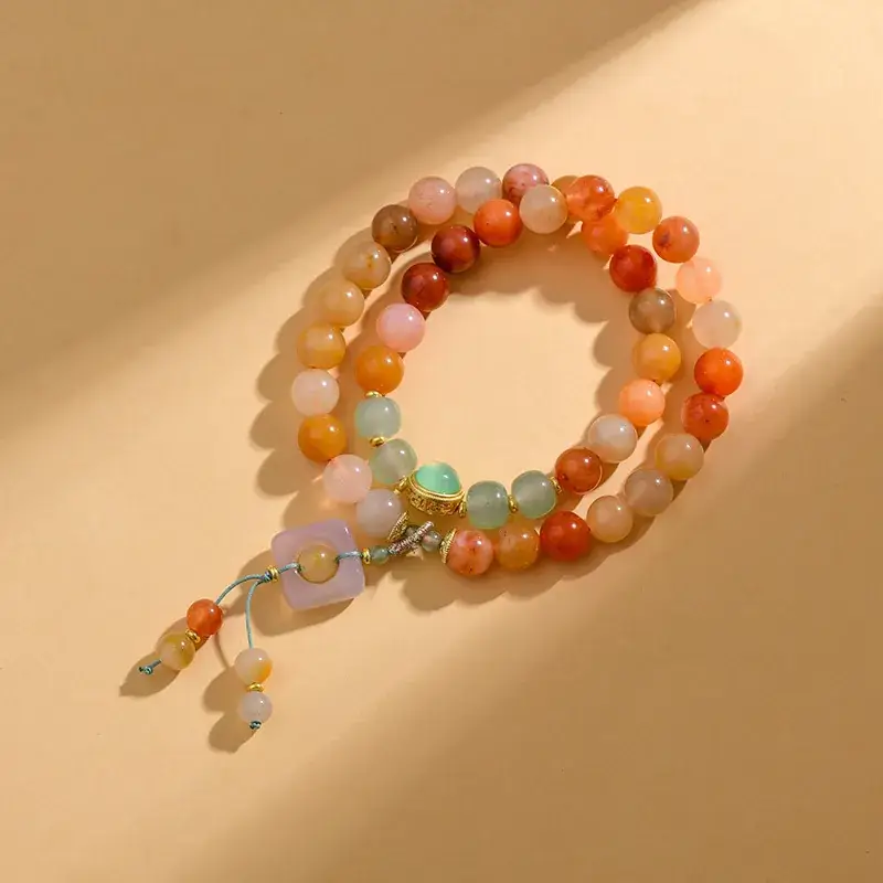 Golden Jade Multi-Circle Buddha Bead Bracelet - Image 9
