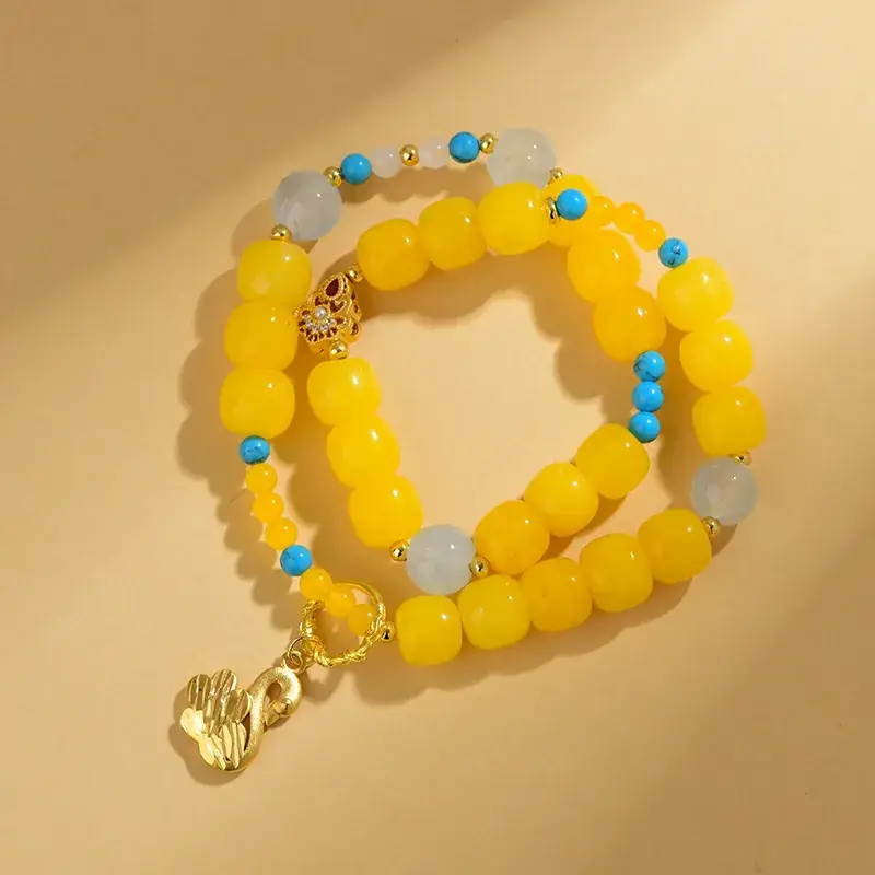 Golden Jade Multi-Circle Buddha Bead Bracelet - Image 19