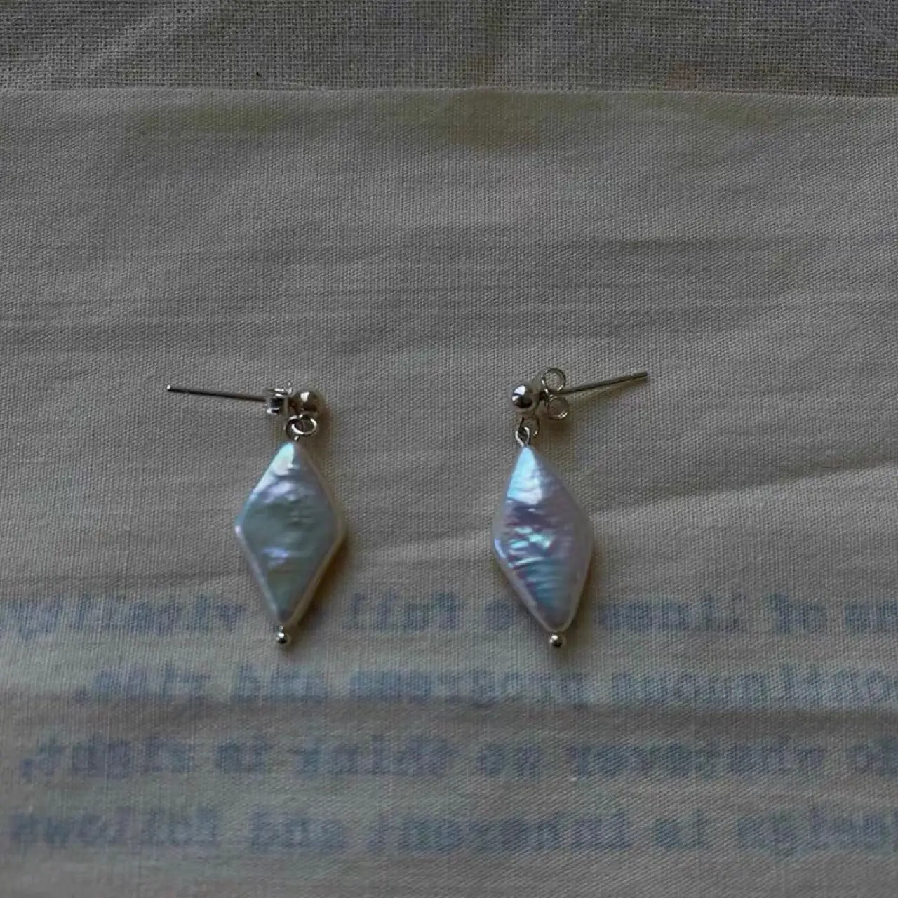 S925 Silver Rhombus Pearl Earrings for Women