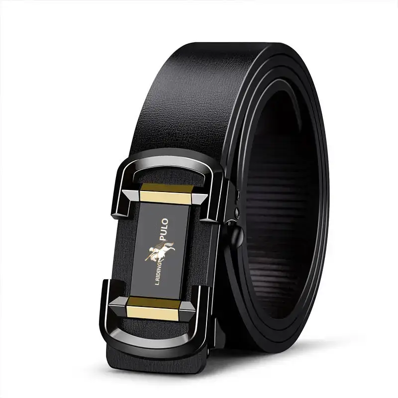 Paul Black Leather Belt with Gold Buckle - Image 2