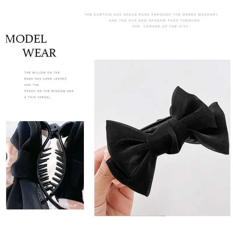 Elegant Black Bow Ball Hairpin for Women — feature 11