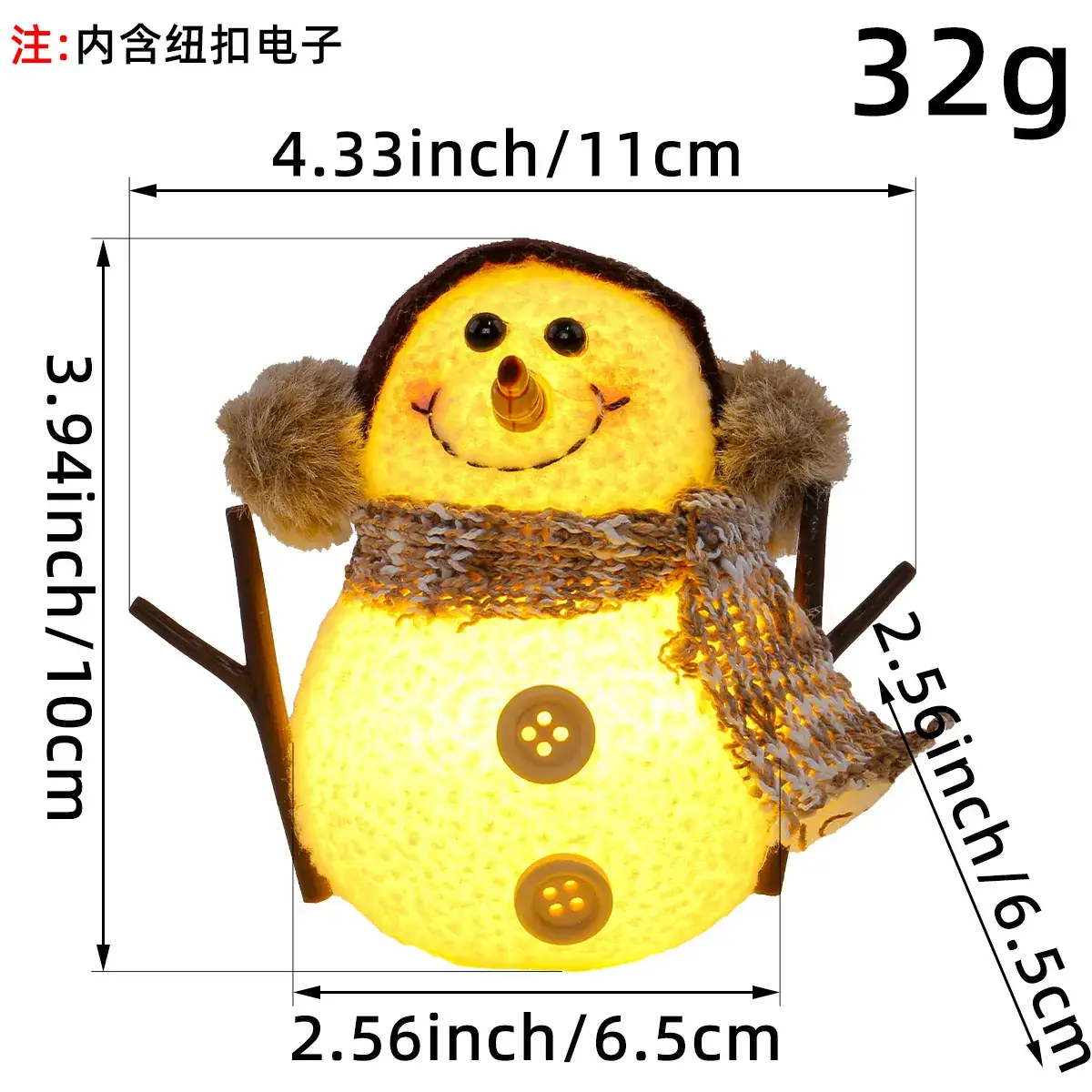 Glowing Snowman Doll for Kids Christmas Gift 30g - Image 2
