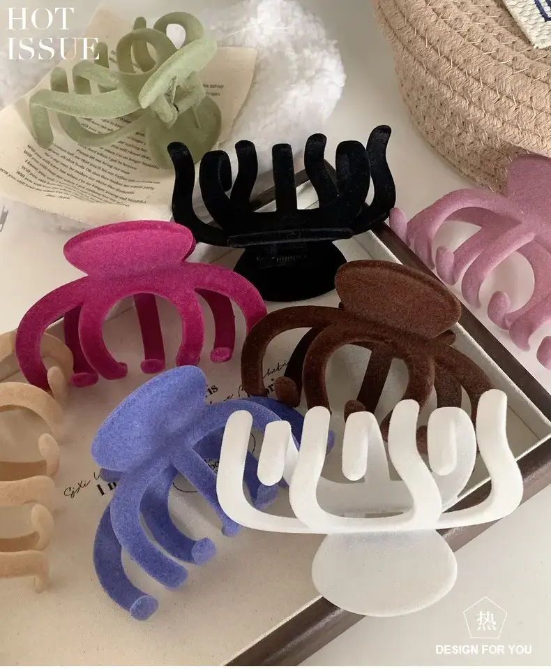 Elegant Flocking Hair Clips for Women's Back of Head — feature 3