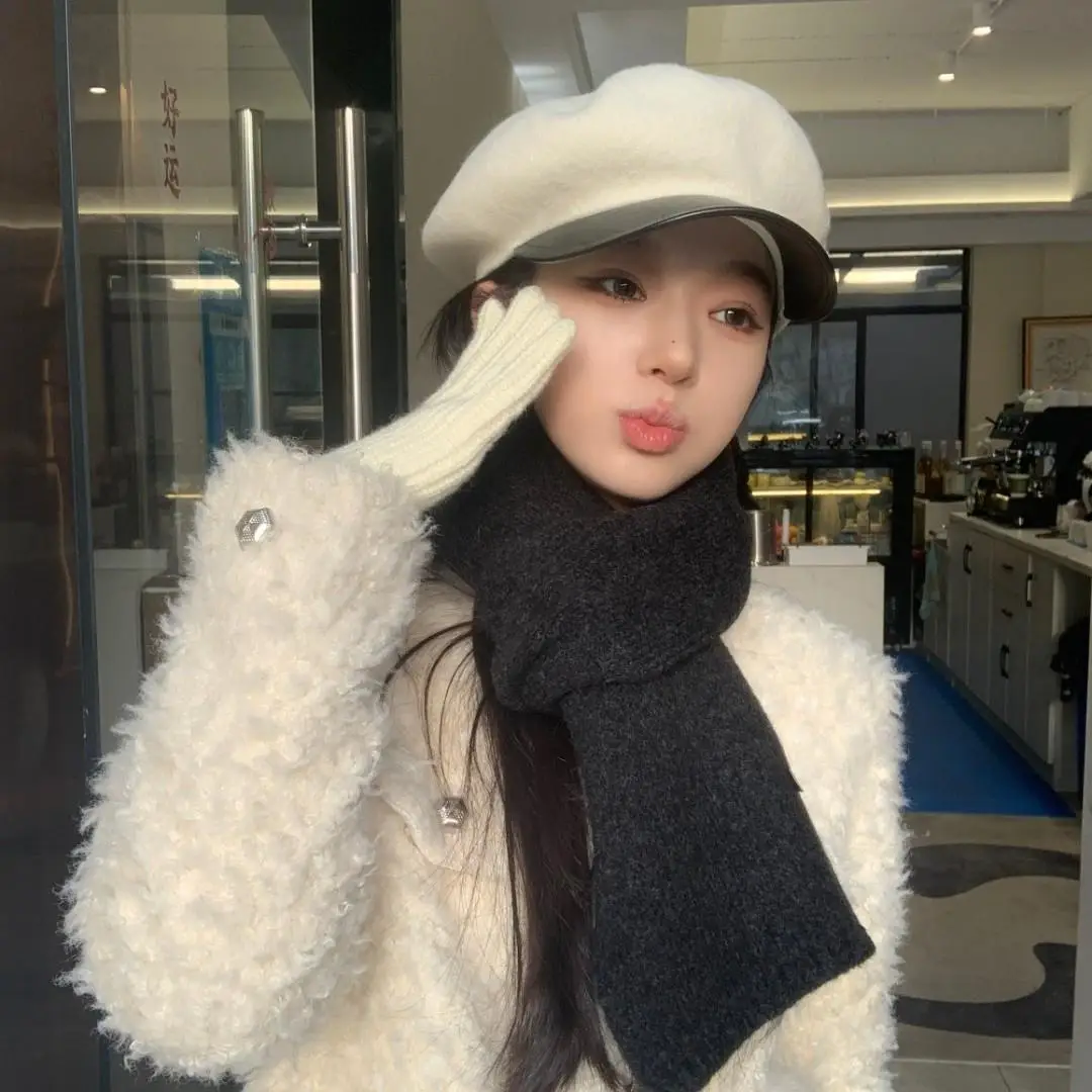 Japanese PU Leather Brim Hat for Women Autumn Winter - Image 5