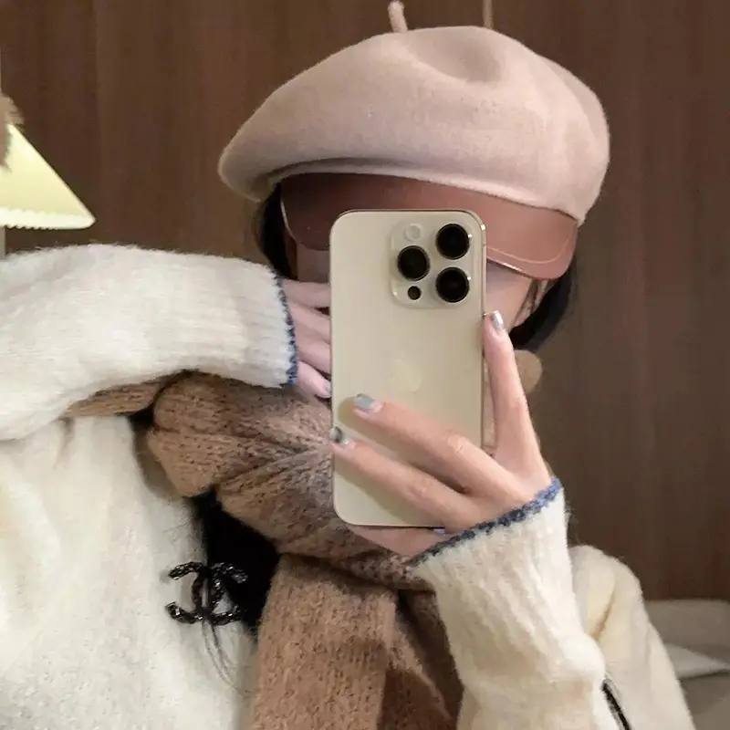Japanese PU Leather Brim Hat for Women Autumn Winter - Image 7