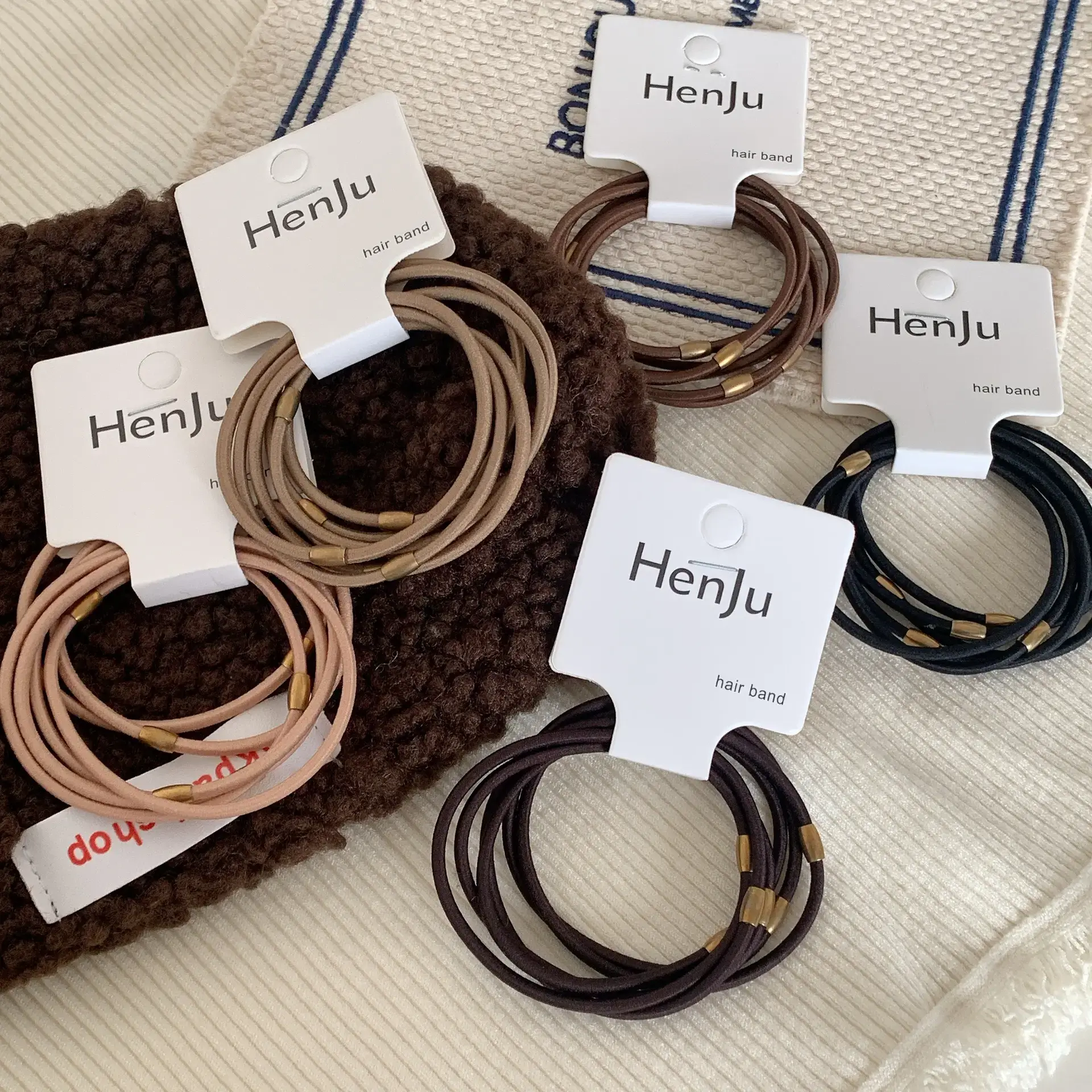 5 Pack of Elegant Slim Hair Ropes with Niche Metal Interface - Image 9