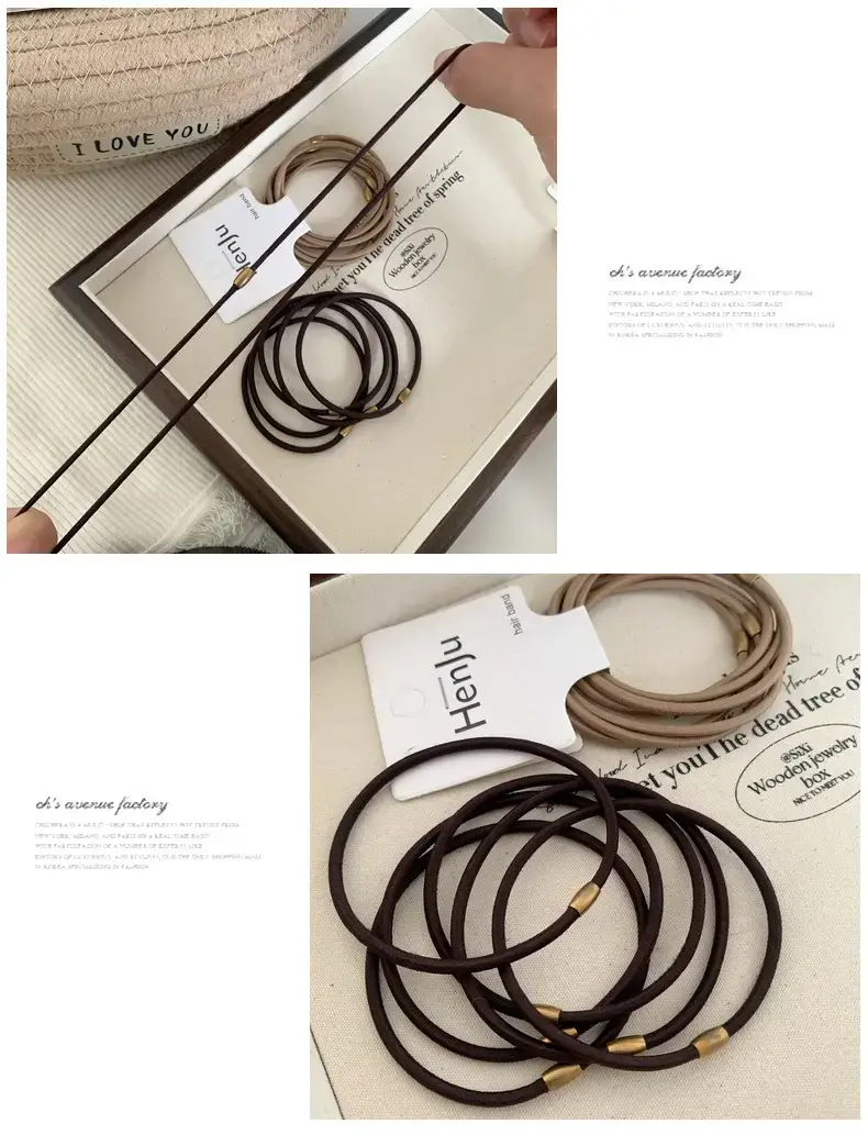 5 Pack of Elegant Slim Hair Ropes with Niche Metal Interface — feature 10