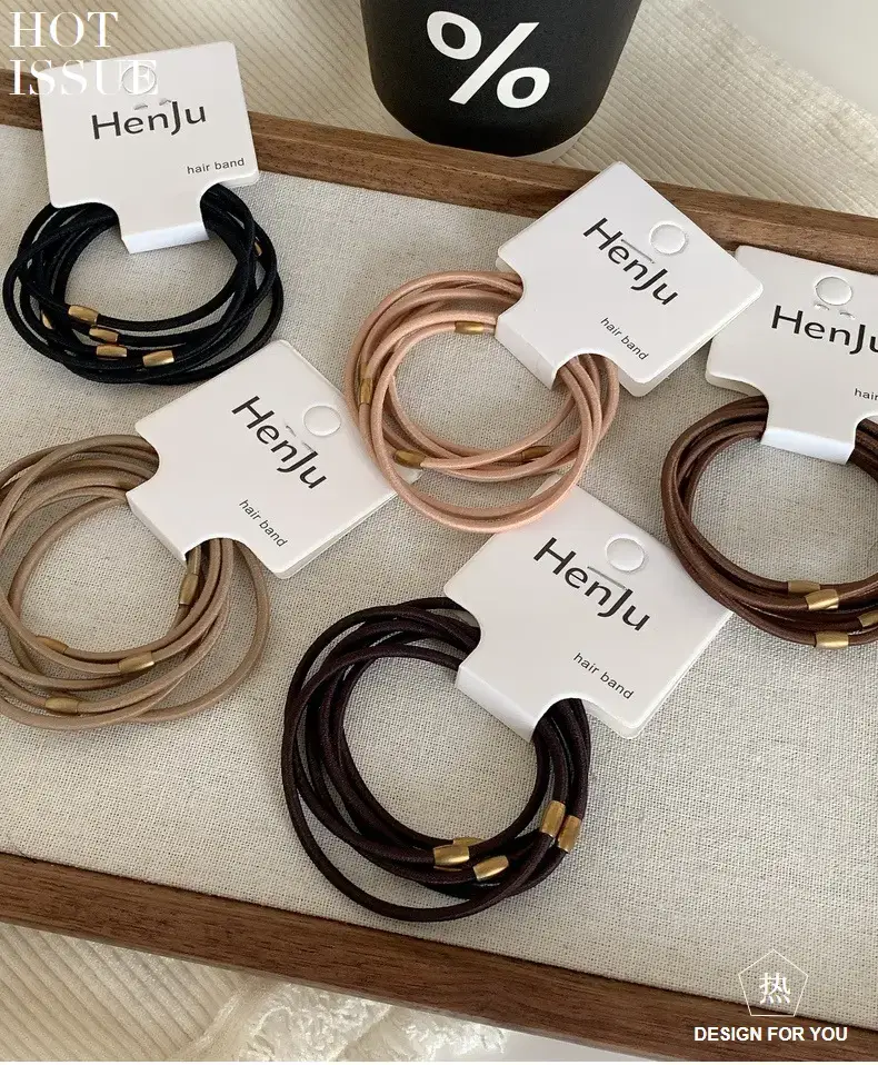 5 Pack of Elegant Slim Hair Ropes with Niche Metal Interface — feature 3