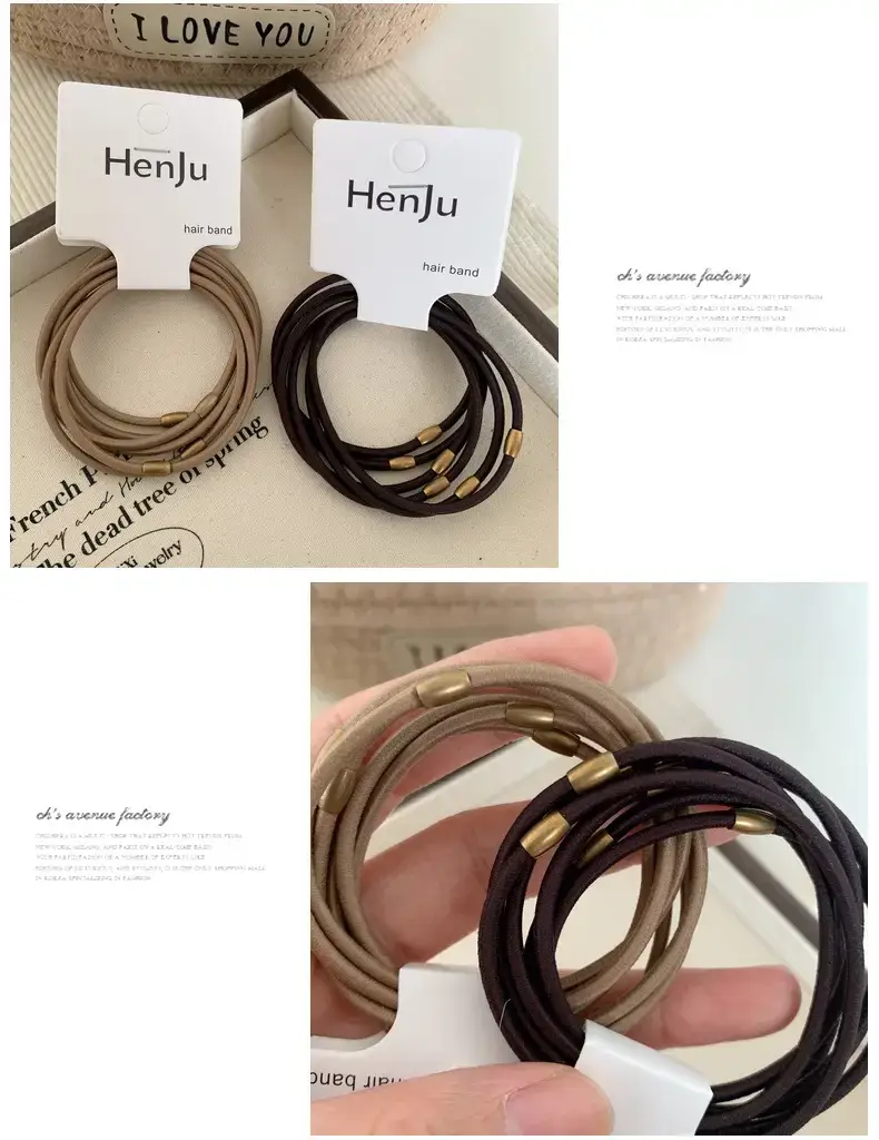 5 Pack of Elegant Slim Hair Ropes with Niche Metal Interface — feature 9