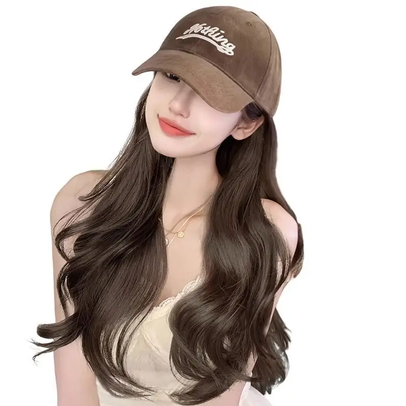 Cold Brown Wig Cap with Large Waves Baseball - Image 3