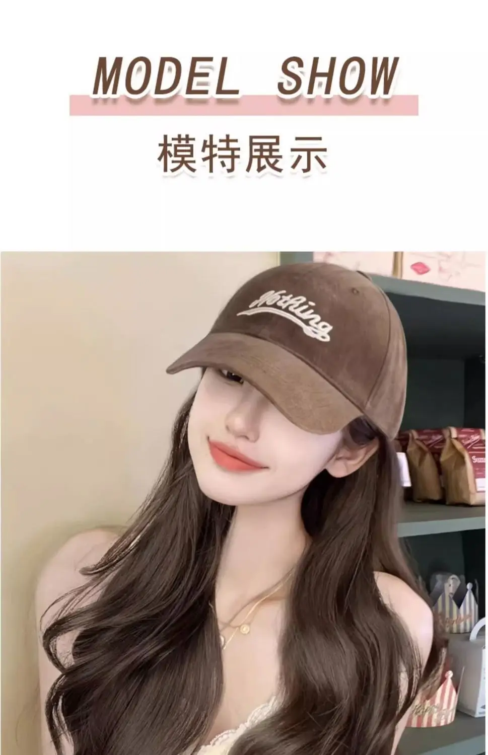 Cold Brown Wig Cap with Large Waves Baseball — feature 11