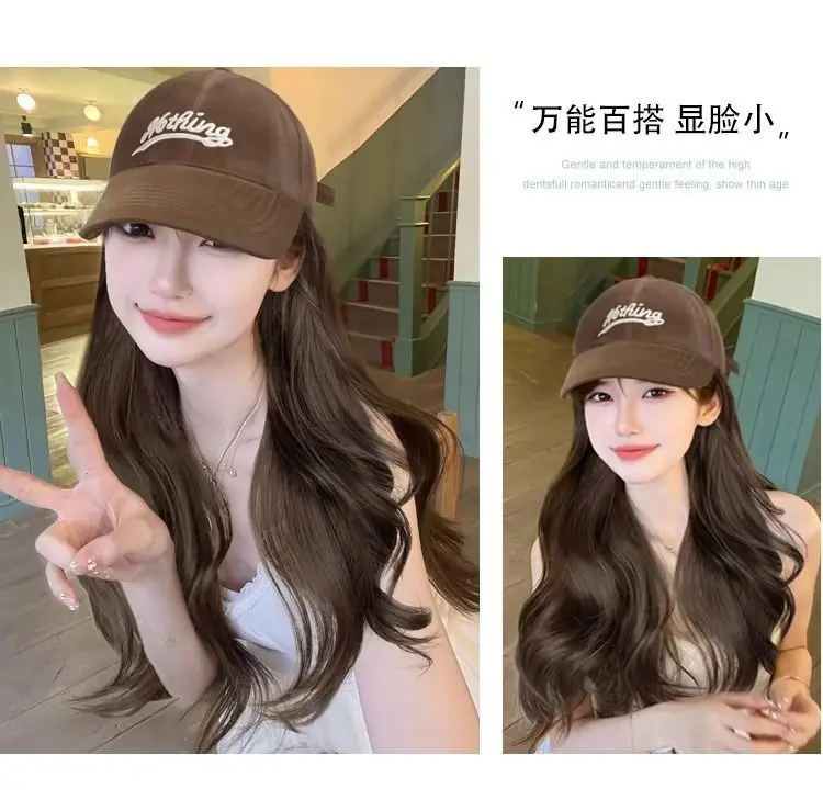 Cold Brown Wig Cap with Large Waves Baseball — feature 13