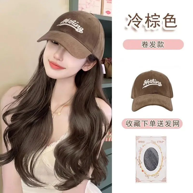 Cold Brown Wig Cap with Large Waves Baseball - Image 2