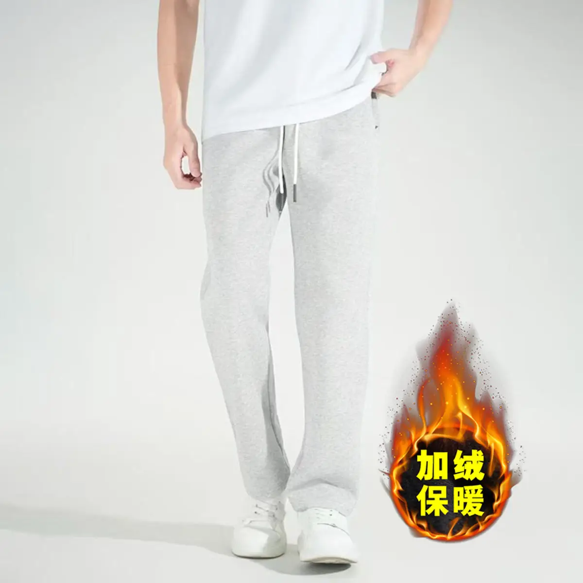 Men's Black Slim Fit Thermal Lining Sweatpants Large — feature 19