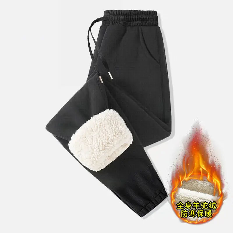 Men's Black Slim Fit Thermal Lining Sweatpants Large — feature 22