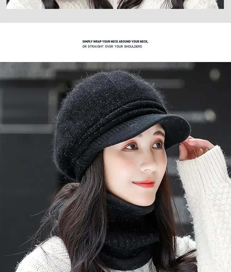 Women's Pink Fleece Winter Hat with Neck Warmer — feature 12