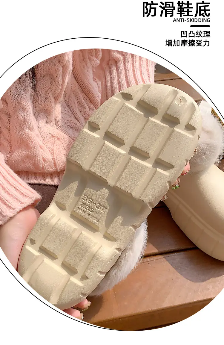 Waterproof Slippers with Cotton Lining for Women, Winter Indoor Home Use, Fleece-Lined for Warmth, Eva Comfortable Sole, Suitable for Outdoor Wear, Thick-Soled Cotton Slippers, Non-Slip — feature 12