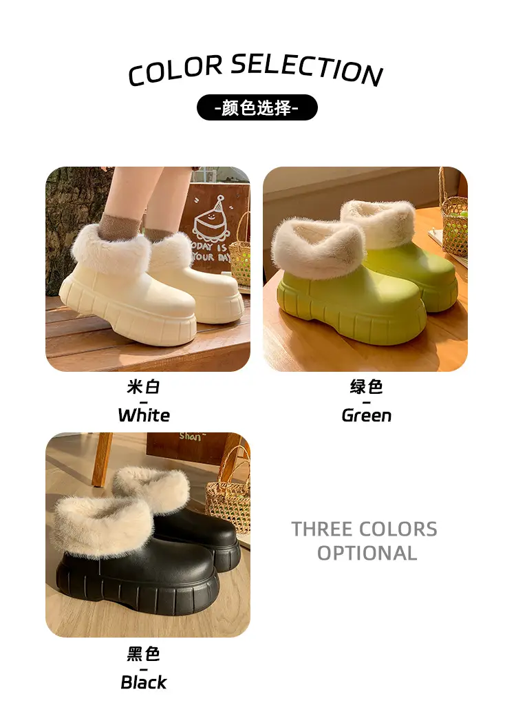 Waterproof Slippers with Cotton Lining for Women, Winter Indoor Home Use, Fleece-Lined for Warmth, Eva Comfortable Sole, Suitable for Outdoor Wear, Thick-Soled Cotton Slippers, Non-Slip — feature 13