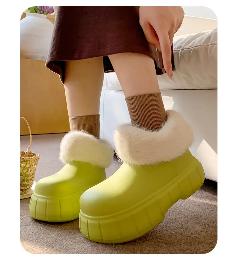Waterproof Slippers with Cotton Lining for Women, Winter Indoor Home Use, Fleece-Lined for Warmth, Eva Comfortable Sole, Suitable for Outdoor Wear, Thick-Soled Cotton Slippers, Non-Slip — feature 5